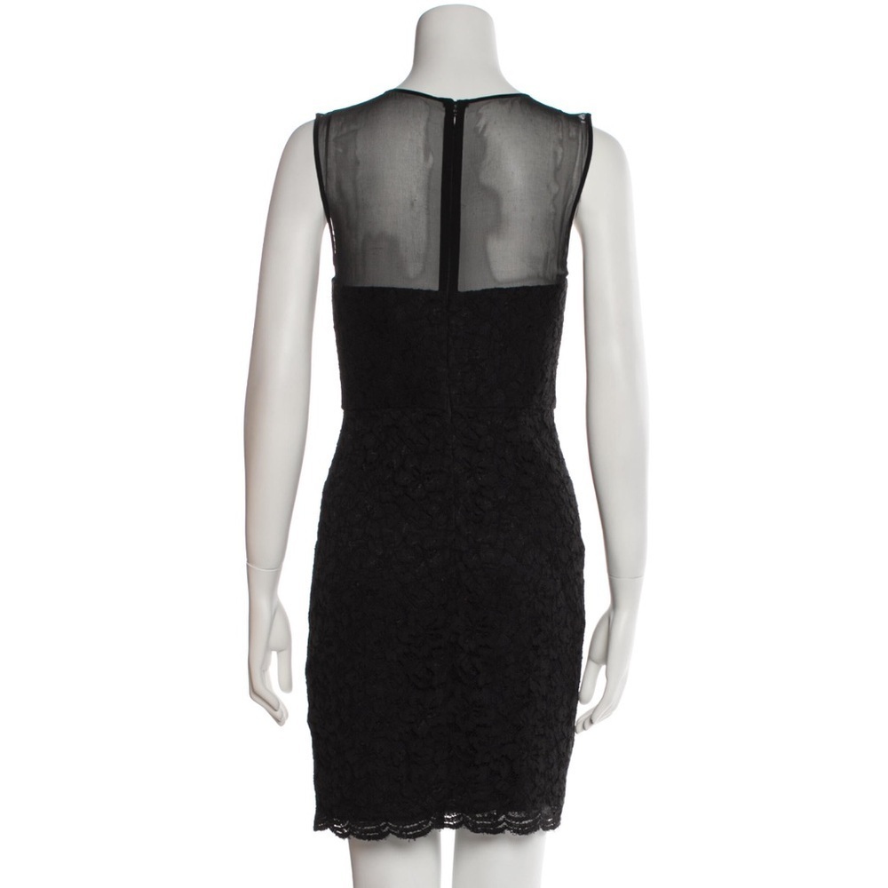 DIANE VON FURSTENBERG BLACK MESH MINI DRESS WITH LACE DETAILS - Picture 3 of 3